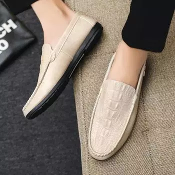 Round Toe Men s Leather Shoes Non Slip and Waterproof Male Casual Shoe Flat Summer Sale In Promotion New Slip-on Size 45 Adults 39