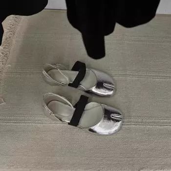 Эластичные одинарные туфли Мэри Джейн с круглым носком и неглубоким вырезом, женские туфли из натуральной кожи в стиле балетных свиных носков 40