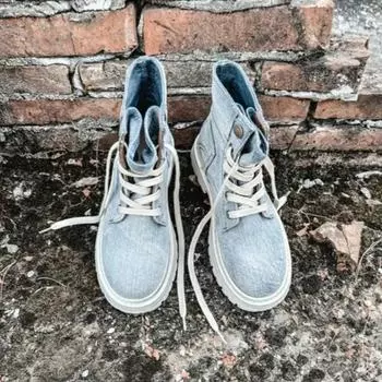 Круглый носок со шнурками ковбойские женские ботильоны джинсовые ковбойские ботинки на шнуровке удобные и элегантные распродажа женские короткие туфли из искусственной кожи 35