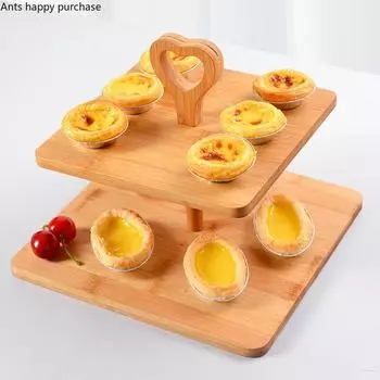 Round Wooden Cake Stand Fruit Tray Multi-layer Cake Pan Dessert Plate Wooden Pallets Display Stand Snack Tray Decorative Plate