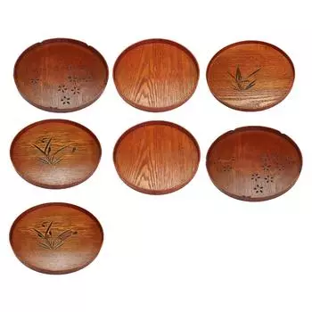 Round Wooden Tray Kitchen Tray Serving Platter for Bathroom Hotel Household