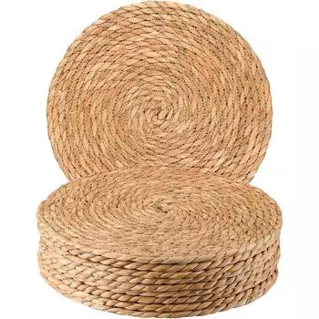 Round Woven Placemats Natural Straw Braided Rattan Placemats Heat Resistant Boho Place Mats For Dining Table JT314 L&Round