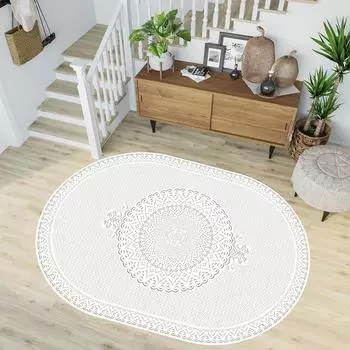 Rovigo Home Цифровая печать Моющийся КОЖАНЫЙ Основа Овальный ковер для гостиной RVG3214-HS564