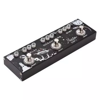 ROWIN 3-в-1 гитарная педаль с несколькими эффектами Delay/Ocean Verb/Distortion, корпус из алюминиевого сплава с True чёрный