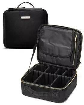 Rownyeon Professional Makeup Large Makeup Brush Storage Makeup Cosmetic Accessories Travel Box, Functional, Capacity, Pouch, Bag, Case,