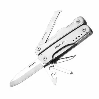 ROXON S803 Flash Folding with Fire Starter for Outdoor Disaster Camping Mov Steel 16-in-1 Multi-Tool, Multi-Function Pliers, Knife, Multi-Pliers,