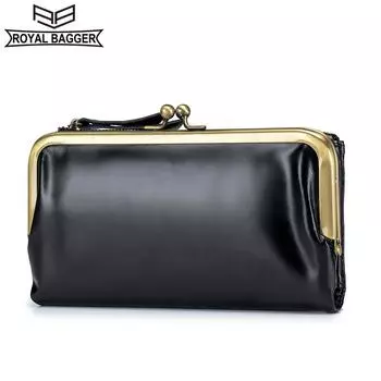 Royal Bagger Новый кожаный многофункциональный длинный кошелек в японском стиле, женский мягкий кожаный кошелек с золотым карманом, большой емкости 2037