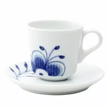 Royal Copenhagen ROYAL COPENHAGEN Синяя рифленая мегачашка для кофе с блюдцем 100 мл чашка для мокко чашка для эспрессо 2381050 2381050 и [Товар]