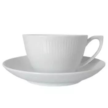 Royal Copenhagen White Рифленая чашка для чая с блюдцем 280 мл 2408086 2408086 & [Товар] белый