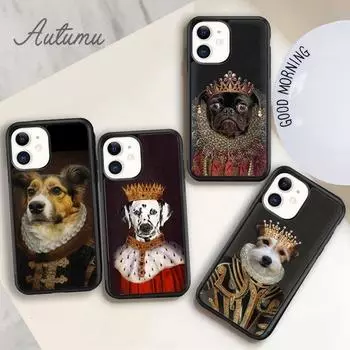 Royal Dogs Renaissance Phone Case for iPhone 11 12 13 14 Pro Max mini X XR XS SE 2020 5 6S 7 8 Plus Samsung Galaxy S21 S22 Cover iPhone 6plus