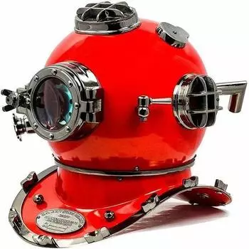 Royal Handicraft Marine Navy Mark V Red Vintage Complete Divers Helmet из стали и алюминия. Подарки.