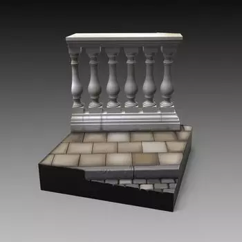 Royal Model Diorama Accessory Vignette Base cm Cobblestone Pavement with Column Balustrade Unpainted Resin Kit RM882 1/24 (75mm) 55