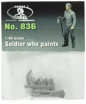 Royal Model US Army Vehicle Maintenance Soldier Spray Painting Maintenance Soldier Resin Kit RM836 1/48