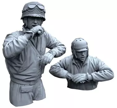 Royal Model WWII US Army Tank Crew Set On Alert 2 Figures Resin Kit RM1003 1/16 No.2