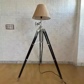 Royal Nautical Brass Spotlight/Searchlight | Heavy-Duty Tripod Floor Lamp Replica | Designer Nautical Searchlight with Large Stand