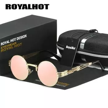 RoyalHot Мужчины Женщины Панк Винтаж Круглая Оправа Поляризованные Солнцезащитные Очки UV400 Очки