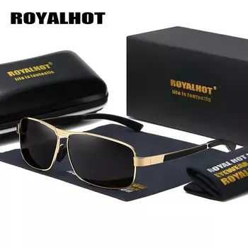 RoyalHot мужские и женские поляризационные солнцезащитные очки в прямоугольной оправе из сплава, солнцезащитные очки для вождения, оттенки culos, мужские чёрный