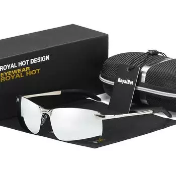 RoyalHot мужские супер крутые светоотражающие поляризационные солнцезащитные очки из металлического сплава UV400 очки для вождения синий