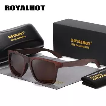 RoyalHot унисекс Деревянные солнцезащитные очки ручной работы, классические поляризационные солнцезащитные очки в коробочке, uv400