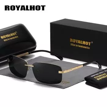 RoyalHot унисекс металлические поляризованные классические квадратные очки с безрамочными солнцезащитными очками, тренд солнцезащитных очков высокой четкости для вождения, UV400