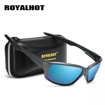 RoyalHot унисекс поляризационные синие линзы в оправе спортивные солнцезащитные очки винтажные солнцезащитные очки ретро очки оттенки, UV400 красный/чёрный