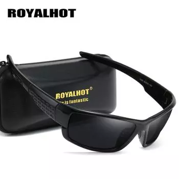 RoyalHot унисекс поляризованные спортивные солнцезащитные очки в стиле ретро винтажные солнцезащитные очки ретро очки оттенки, UV400 чёрный