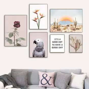 Роза африканская серая Аризона восход солнца настенная живопись на холсте плакаты на скандинавскую тему и принты настенные панно для гостиной домашний декор 21x30cm No Framed
