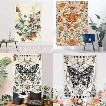 Роза Бабочка Красочный Гобелен Офис Гостиная Украшения Дома Настенный Гобелен 100x75cm