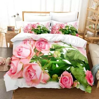 Роза цветок арт небольшой свежий постельное белье комплект из четырех предметов с принтом для дома четыре сезона универсальная простыня приятная для кожи 150x200cm