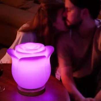 Роза Цветок Веселый Ночной Светильник Курортный Отель Мечта Романтическая Пара Страстная Пара Атмосфера Флирт Настольная Лампа 7W