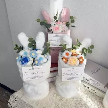 Роза Готовые крючком цветы шерстяная ткань завернутый цветок плюшевый вязаный букет свадебный декор