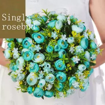 Роза Искусственные цветы Шелковые цветы со стеблями Искусственные листья Букет искусственных цветов Украшение свадебного стола Декор свадебного букета 1pcs