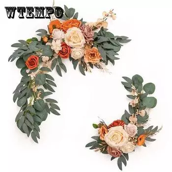 Роза Искусственные цветы Виноградная лоза Висячие Рождественские гирлянды Романтическая свадебная садовая арка Украшение комнаты для дома Поддельные растения Настенный декор