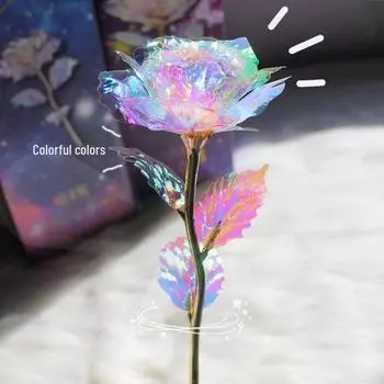 Роза из 24-каратного золота с подарочной коробкой: Светящаяся одинарная позолоченная роза из золотой фольги для китайского Дня святого Валентина null розы красного