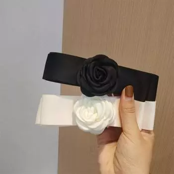 Роза Камелия с бантиком, ткань, заколка для волос в корейском стиле, заколка для волос с большим бантом, заколка с цветком, заколка для волос для девочек