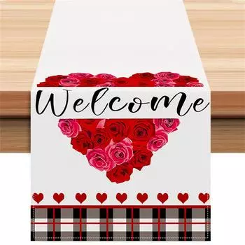 Роза Льняной Настольный Флаг День Святого Валентина Украшение Стола Скатерть Подушка Скатерть Домашняя Ткань One Size