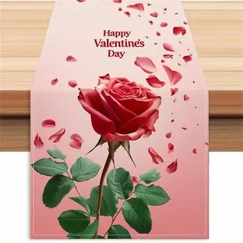 Роза Льняной Настольный Флаг День Святого Валентина Украшение Стола Скатерть Подушка Скатерть Домашняя Ткань One Size