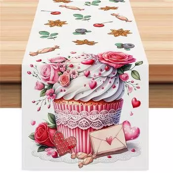 Роза Льняной Настольный Флаг День Святого Валентина Украшение Стола Скатерть Подушка Скатерть Домашняя Ткань One Size