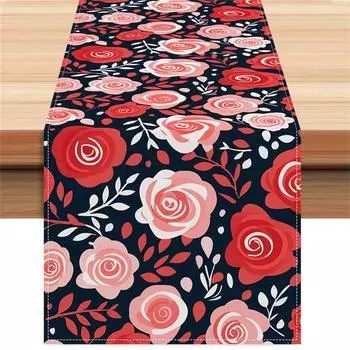 Роза Льняной Настольный Флаг День Святого Валентина Украшение Стола Скатерть Подушка Скатерть Домашняя Ткань One Size