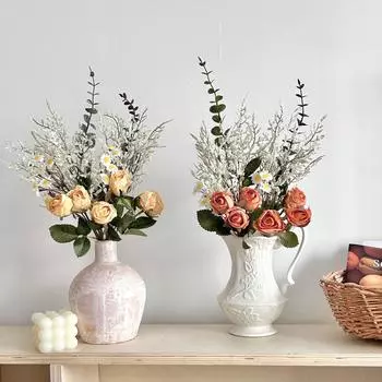 Роза маргаритка искусственный цветок сухоцветы искусственные цветы домашний декор гостиная обеденный стол цветочные украшения реквизит для фотосъемки белый