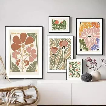 Роза неправильной цветовой гаммы, геометрические фигуры, настенные художественные постеры, принты, скандинавская картина на холсте, абстрактные картины, декор для гостиной 21cm30cm NoFrame