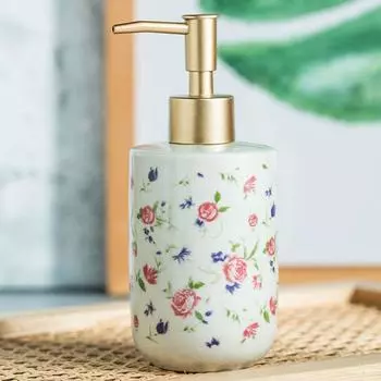 Роза Раскрашенная Бутылка Для Насоса Для Лосьона Керамическая Бутылка Для Жидкого Насоса Домашний Декор Дозатор Для Мыла Для Рук Отель