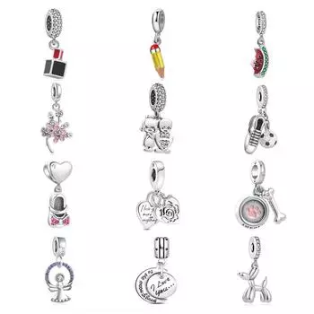 Роза Сердце Замок Вишни Висячие Очаровательные Бусины Подходит Оригинальный Модный Браслет Подвеска Ювелирные Изделия Своими Руками Для Женщин