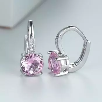 Роза/Серебро/Золото Цвет 7 мм Круглый Белый Синий Фиолетовый Зеленый Камень Серьги Крючки Камень Висячие Серьги