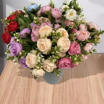 Роза со стеблем, реалистичный красочный искусственный цветок, свадебный домашний офисный стол, центральная часть букета из искусственных цветов, цветочная композиция светло-фиолетовый