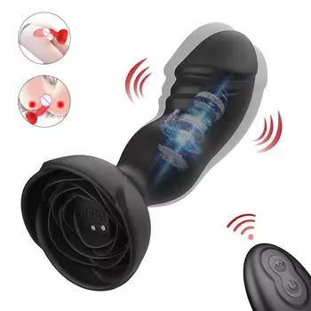 Роза Вибрирующий Анальная пробка Анальный вибратор Беспроводной пульт дистанционного управления задница Анальный фаллоимитатор Массажер простаты Мужской Анальная пробка Секс-игрушки M