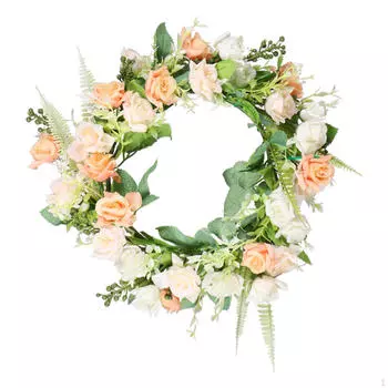 Розарий-гирлянда из розовых и белых роз Весенний венок для гостиной в помещении на Рождество 30cm