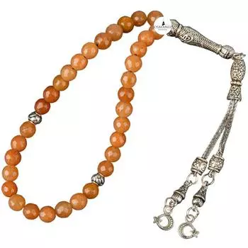 Розарий из натурального камня оранжевого авантюрина 33 шт. – 6 мм