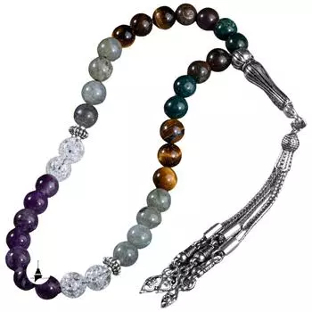 Розарий Рыб Аметист, Кровавый камень, Тигровый глаз, Лабрадорит, Наджаф