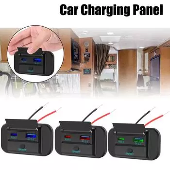 Розетка 12 В/24 В автомобильное зарядное устройство быстрая зарядка PD 3.0 для мотоцикла кемпера грузовика квадроцикла лодки автомобиля автофургона USB зарядная розетка двойной USB разъем адаптер Green